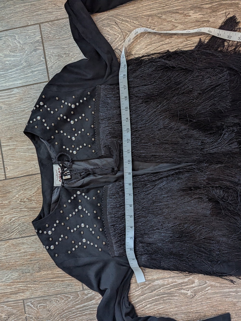 Ariat Women's Black Fringe Studded Jacket Tie Front Size Small Western Cowgirl - Picture 8 of 10